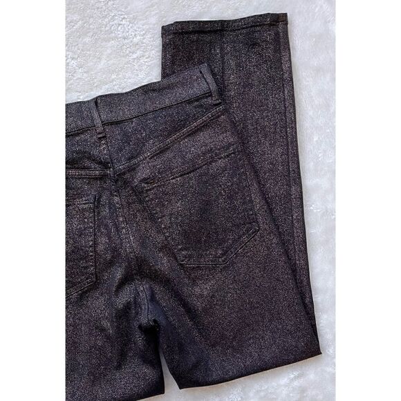 NWT Express Black & Gold Straight Super High Rise Metallic Cropped Jeans - Picture 16 of 16